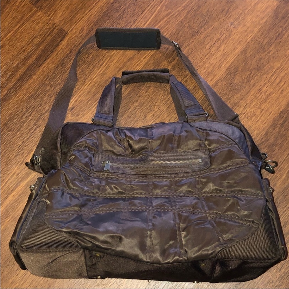 Down filled weekend overnight quilted duffel bag
